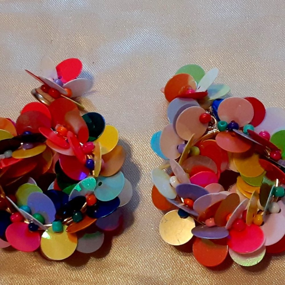 Rainbow Sequin Statement Earrings